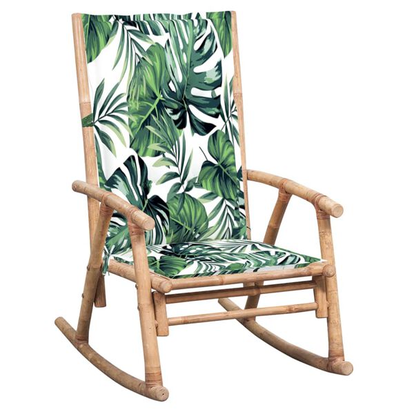 vidaXL Sedia a Dondolo con Cuscino in Bamb&ugrave;
