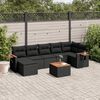 vidaXL Set Divani da Giardino con Cuscini 8 pz Nero in Polyrattan