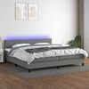vidaXL Letto a Molle Materasso e LED Grigio Scuro 200x200cm in Tessuto