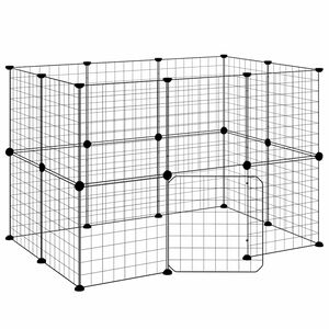 vidaXL Gabbia per Animali 20 Pannelli con Porta Nera 105x70x70 cm Acciaio