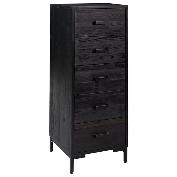 vidaXL Cassettiera Nera 42x35x110 cm in Legno Massello di Pino