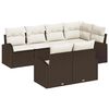 vidaXL Set Divano da Giardino 7 pz Marrone e bianco polyrattan