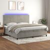 vidaXL Letto a Molle Materasso e LED Grigio Chiaro 200x200 cm Velluto