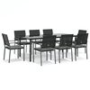 vidaXL Set Pranzo da Giardino 9 pz con Cuscini in Polyrattan e Acciaio