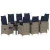 vidaXL Set da Pranzo per Giardino con cuscino 9 pcs Nero Poly Rattan