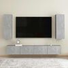 vidaXL Mobili TV 2pz Grigio Cemento 30,5x30x90 cm Legno Multistrato