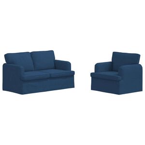vidaXL Divano 2 pcs Blu 144 x 80 x 85 cm Tessuto