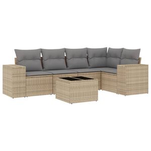 vidaXL Set Divano da Giardino 6 pz con Cuscini Beige in Polyrattan