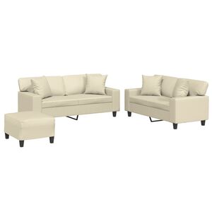 vidaXL Set di Divani 3 pz con Cuscini Crema in Similpelle