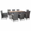 vidaXL Set da Pranzo da Giardino 9 pz con Cuscini in Polyrattan Grigio