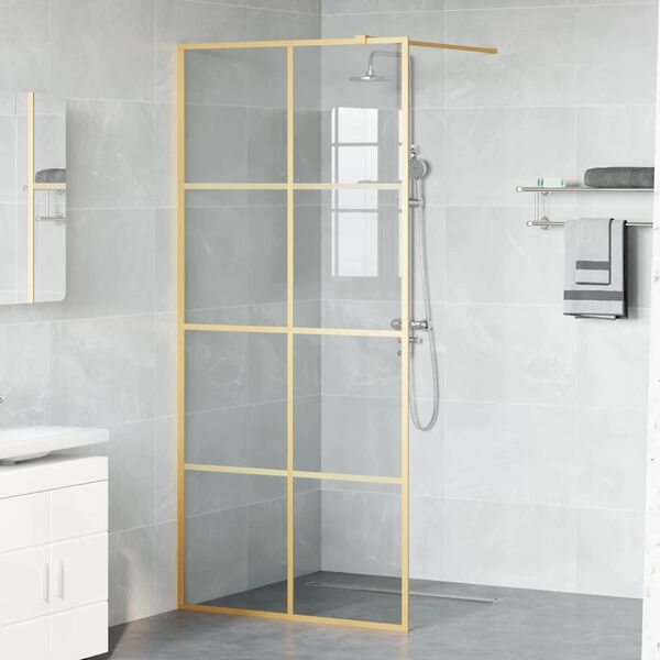vidaXL Parete Doccia Walk-in Oro 90 x 195 cm vetro temperato