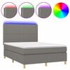 vidaXL Letto a Molle Materasso e LED Grigio Scuro 140x190cm in Tessuto