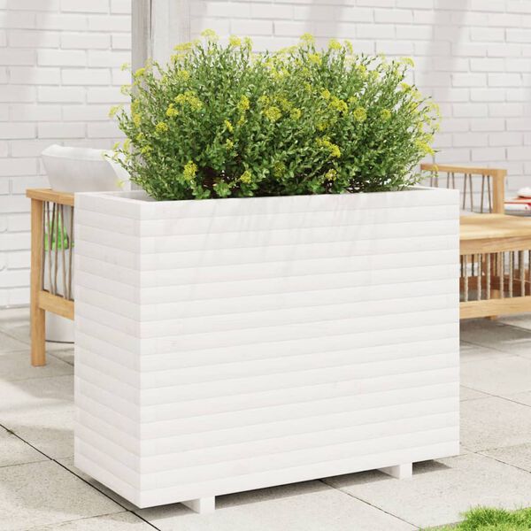 vidaXL Fioriera da Giardino Bianca 90x40x72,5cm Legno Massello di Pino