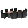 vidaXL Set da pranzo per esterni 9 pz Nero polyrattan