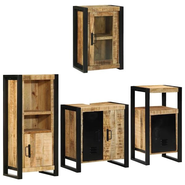 vidaXL Set di mobili per il bagno 4 pcs Legno di Mango Massello