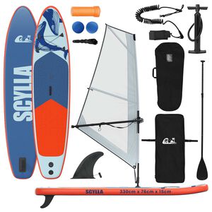vidaXL SUP gonfiabile con vela SCYLLA 330 x 76 x 15 cm Blu per