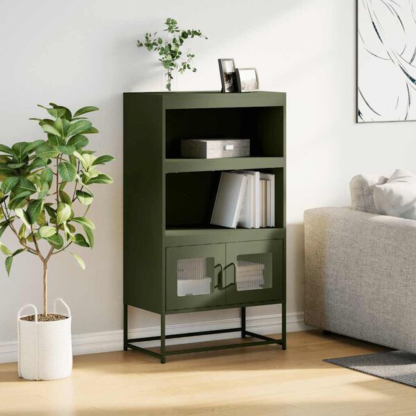 vidaXL Credenza Verde Oliva 68x39x123 cm in Acciaio