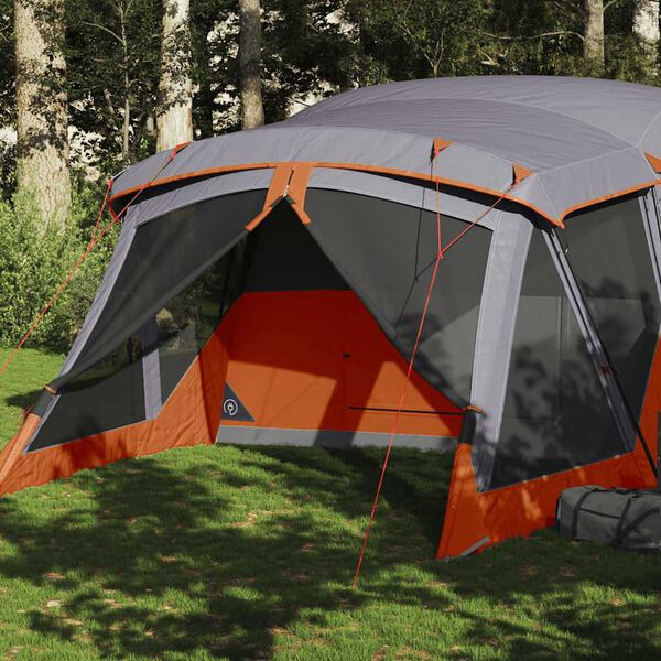 vidaXL Tenda da Campeggio con Portico 4 Persone Arancione Impermeabile