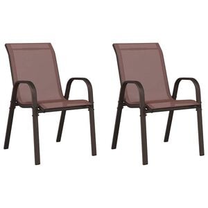 vidaXL Sedie da Giardino Impilabili 2 pz in Tessuto Textilene Marrone
