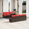 vidaXL Set Divano da Giardino 9 pcs Marrone e Rosso polyrattan