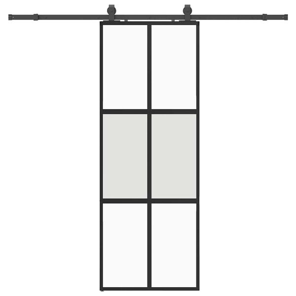 vidaXL Porta Scorrevole Set Ferramenta Nera 76x205 cm Vetro Temperato