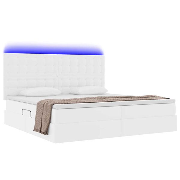 vidaXL Letto con contenitore e LED con led Bianco Puro 200 x 200 cm