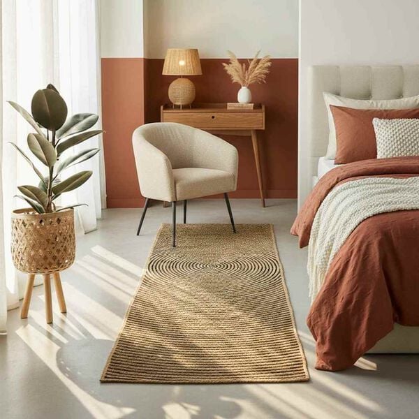 vidaXL Tappeto Naturale e Nero 60 x 110 cm Juta