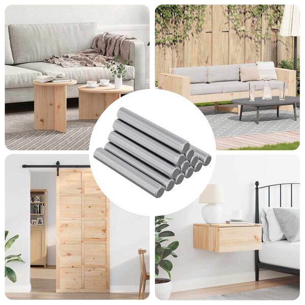 vidaXL Asta Filettata 1000 pcs Argento Acciaio