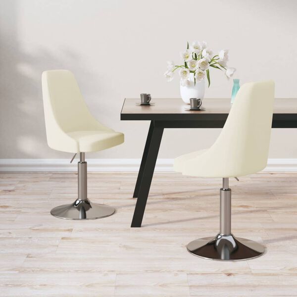 vidaXL Sedie da Pranzo Girevoli 2 pz Crema in Tessuto