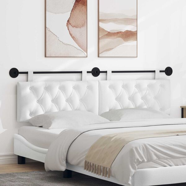 vidaXL Testata appesa Bianco 170 x 55 x 7 cm Tessuto