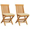 vidaXL Sedie da Giardino 2 pz Cuscini Bianco Crema in Massello di Teak
