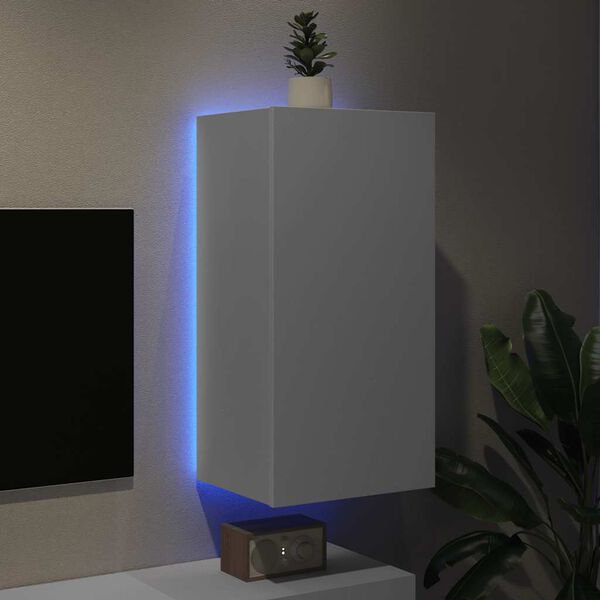 vidaXL Mobile TV a Parete con Luci LED Bianco 40,5x35x80 cm