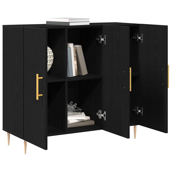 vidaXL Credenza Rovere Nero 90 x 34 x 80 cm Legno multistrato