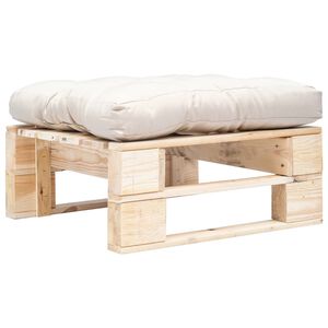 vidaXL Ottomana da Giardino Pallet con Cuscino Sabbia Legno Naturale