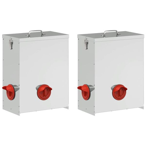 vidaXL Feeder per pollo 2 pcs Argento 32,5 x 20,5 x 43 cm