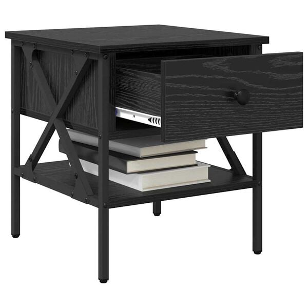 vidaXL Comodino con cassetto Rovere nero 40 x 42 x 45 cm