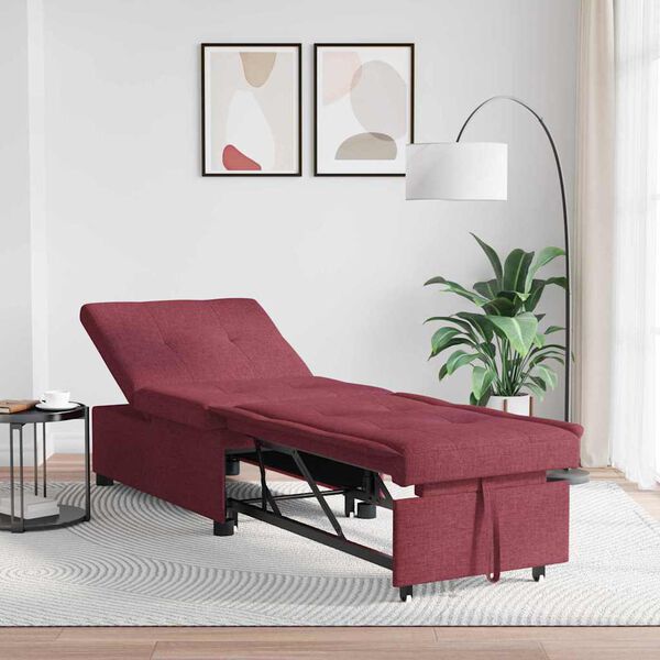 vidaXL Divano Letto Estraibile Rosso Vino 194 x 50 x 82 cm Tessuto