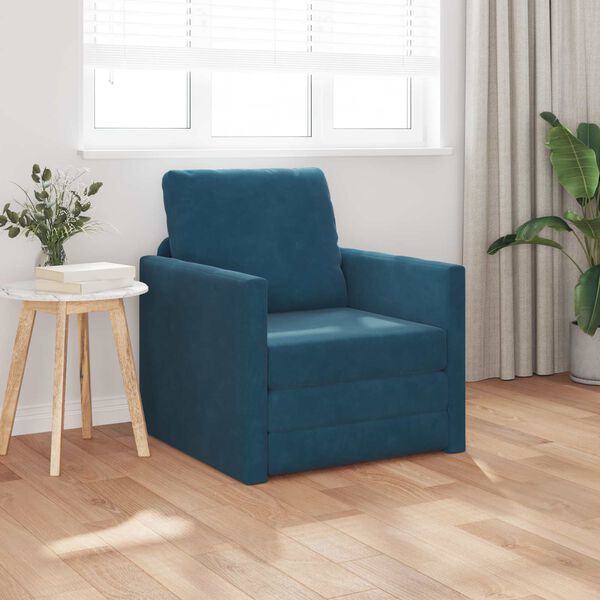 vidaXL Divano letto 60cm Blu Velluto