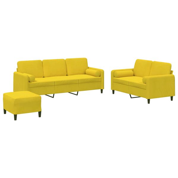 vidaXL Set di Divani 3 pz con Cuscini Giallo in Velluto