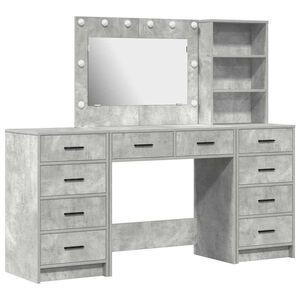 vidaXL Tavolo da Trucco 3 pz Grigio cemento 78,5 x 41 x 135 cm