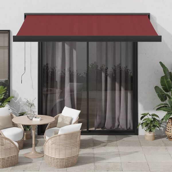 vidaXL Tenda da Sole Retrattile Manuale Bordò 350x250 cm