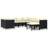 vidaXL Set Divani da Giardino 9 pz con Cuscini in Polyrattan Nero