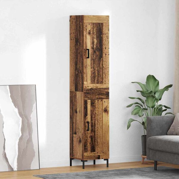 vidaXL Credenza Legno vecchio 34,5 x 34 x 180 cm Legno multistrato