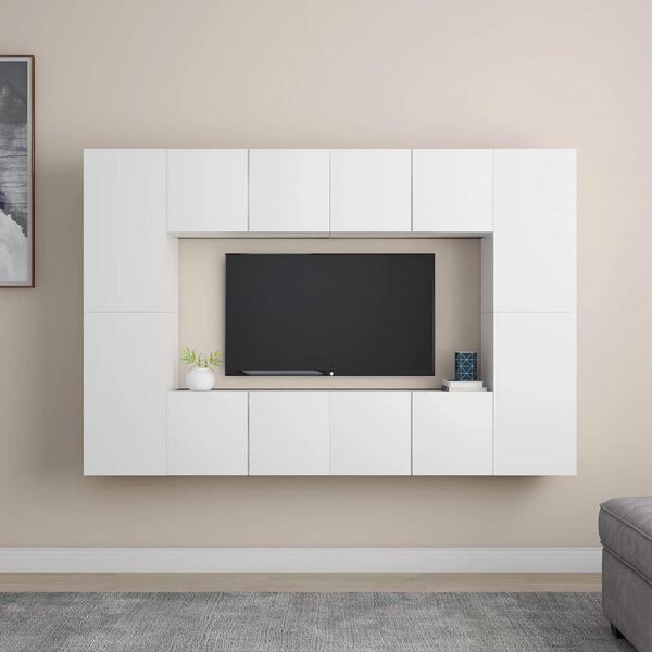 vidaXL Set Mobili Porta TV 8 pz Bianco in Legno Multistrato