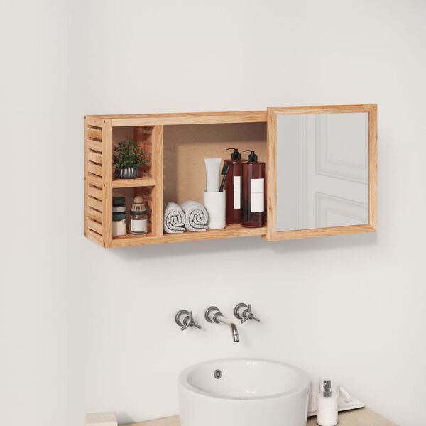 vidaXL Armadietto a Specchio 80x17x34 cm in Legno Massello di Noce