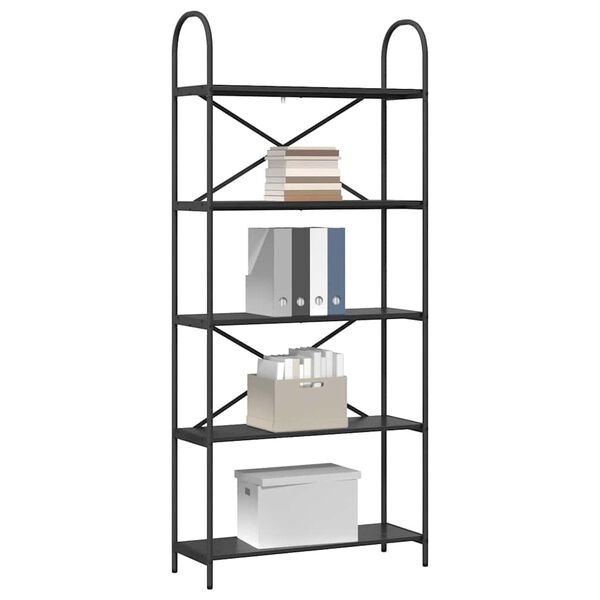 vidaXL Libreria Rovere Nero 80 x 30 x 183 cm Legno multistrato