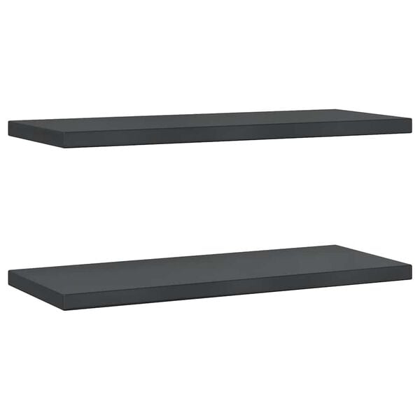 vidaXL Mensole a Muro 2 pz 75x30x3 cm Nero in Acciaio Inossidabile