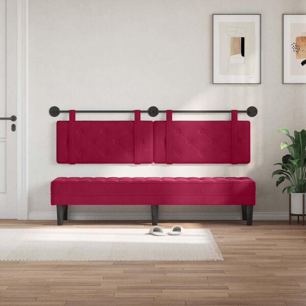 vidaXL Testata appesa Rosso Vino 190 x 55 x 5 cm Velluto