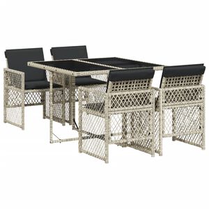 vidaXL Set Pranzo da Giardino 5pz con Cuscini Grigio Chiaro Polyrattan