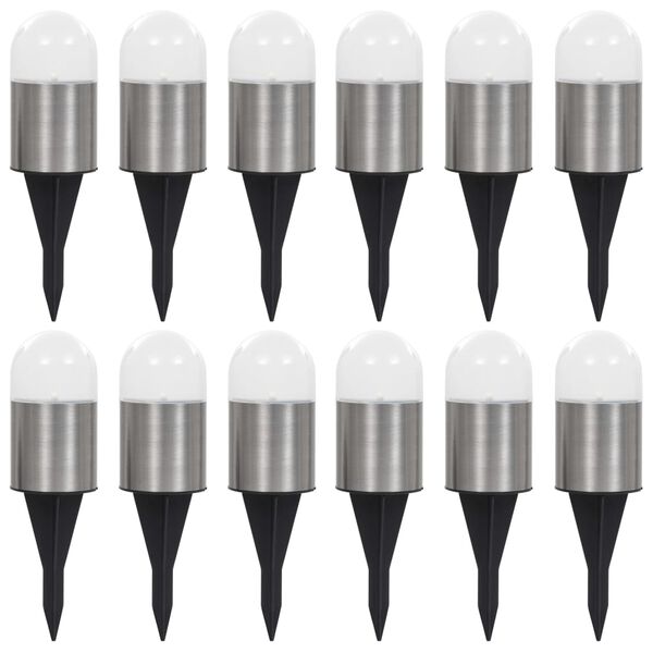 vidaXL Lampade Solari da Terra 12 pz Luci a LED Bianche